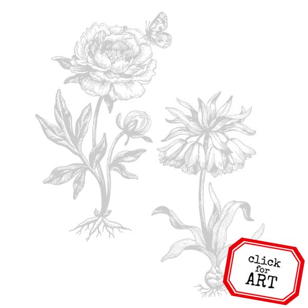 Peony and Fritillia Flower Rubber Stamps SAVE 20%