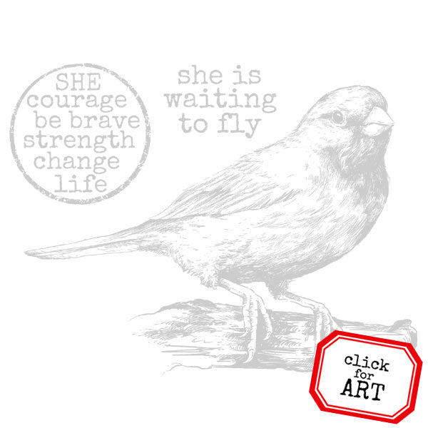 She Is Waiting To Fly Bird Rubber Stamp