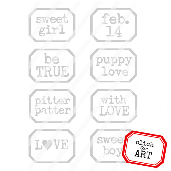 Sweet Girl Little Labels Rubber Stamp