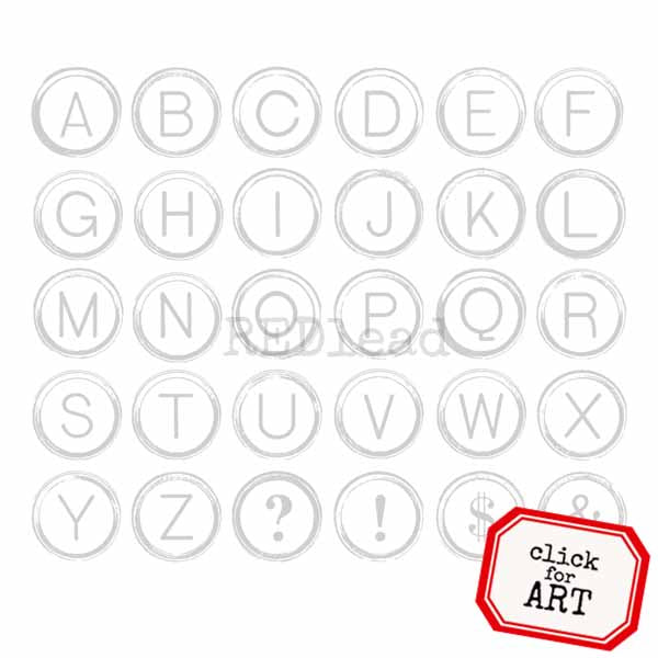 Typewriter Keys Alphabet Rubber Stamp