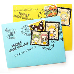 Wee WimZe Pen Pal Gal Wood Mount Rubber Stamp