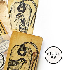 Tattered Tag Wood Mount Rubber Stamp