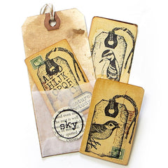 Tattered Tag Wood Mount Rubber Stamp