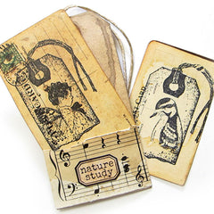 Tattered Tag Wood Mount Rubber Stamp