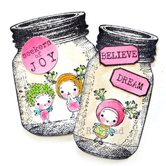 Wee WimZe Pen Pal Gal Wood Mount Rubber Stamp