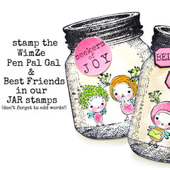 Wee WimZe Pen Pal Gal Wood Mount Rubber Stamp