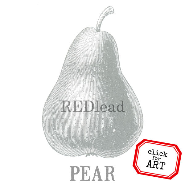 vintage pear rubber stamp
