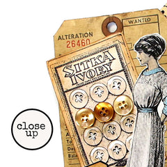 Ivory Button Card Rubber Stamp