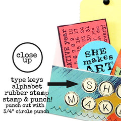 Typewriter Keys Alphabet Rubber Stamp