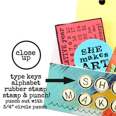 Typewriter Keys Alphabet Rubber Stamp Save 20%