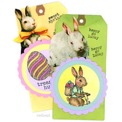 Mixed Media Bunny Rabbit Spring Tags