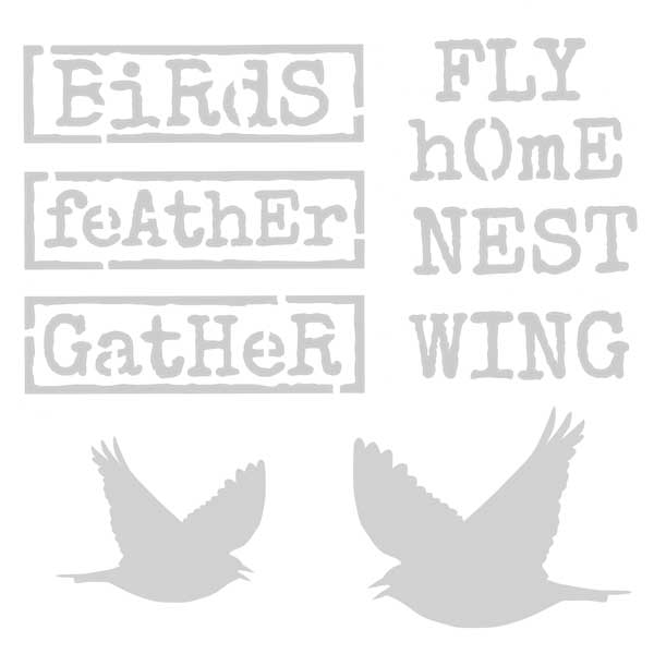Birds Fly Home Stencil 6 x 6