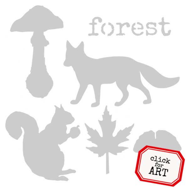 Collage Elements Forest Stencil 6 x 6