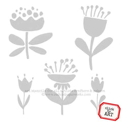 Happy Flowers Stencil 6 x 6