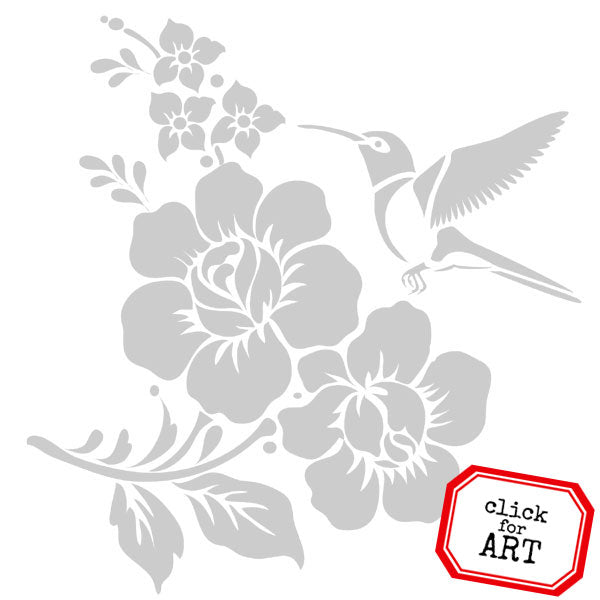 Hummingbird Garden Stencil 6 x 6