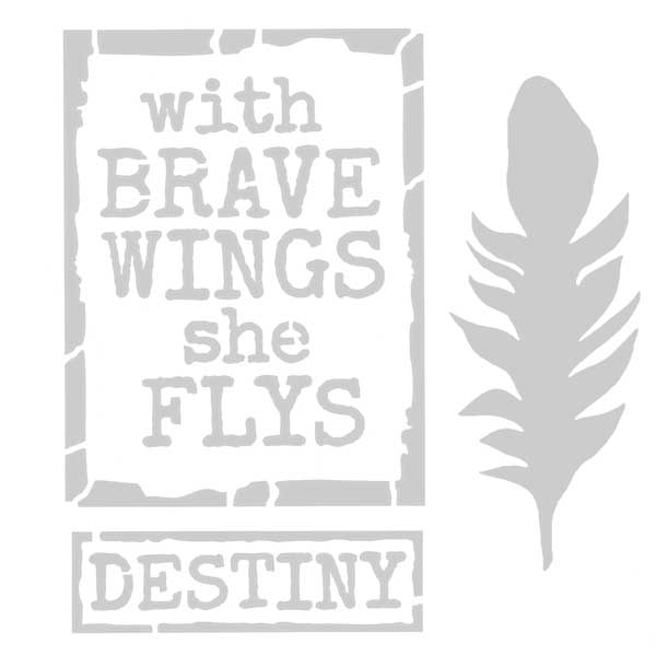 With Brave Wings Stencil 6 x 6