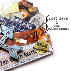 travel journal art page with post mark stamped