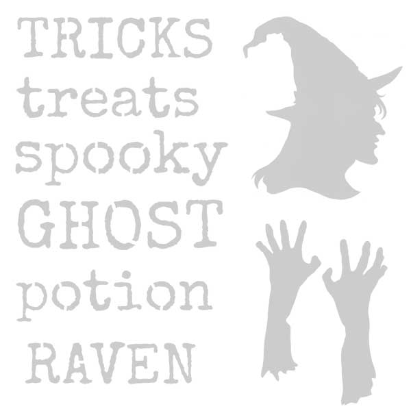 Tricks Treats Halloween Stencil 6 x 6