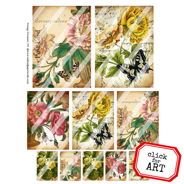 Vintage Elements 355 Flowers Collage Sheet