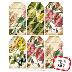 Vintage Elements 357 Flower Tags Collage Sheet