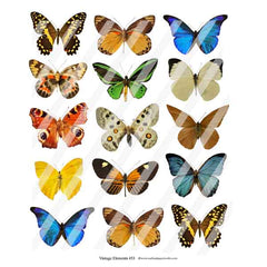 Vintage Elements 453 Butterflies Collage Sheet