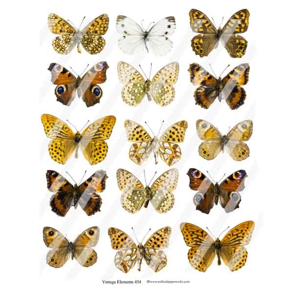 Vintage Elements 454 Butterfly Collage Sheet