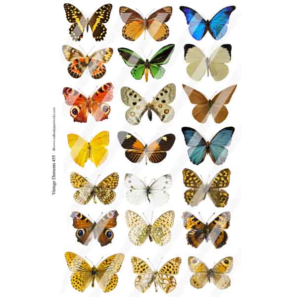 Vintage Elements 455 Butterfly Collage Sheet