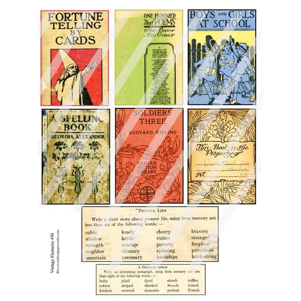 Vintage Elements 456 Artist Trading Cards Collage Sheet