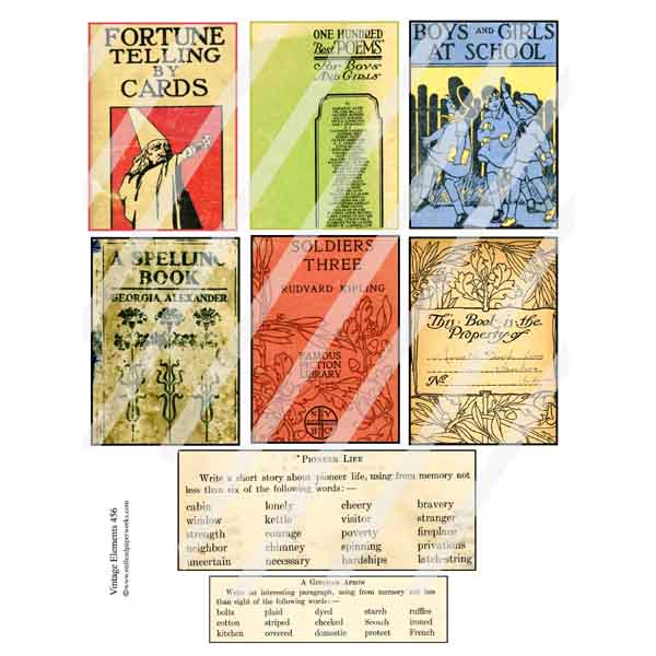 Vintage Elements 456 Artist Trading Cards Collage Sheet