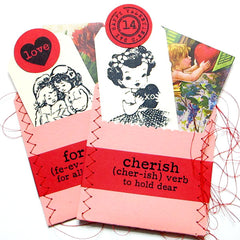 rubber stamped valentine tags