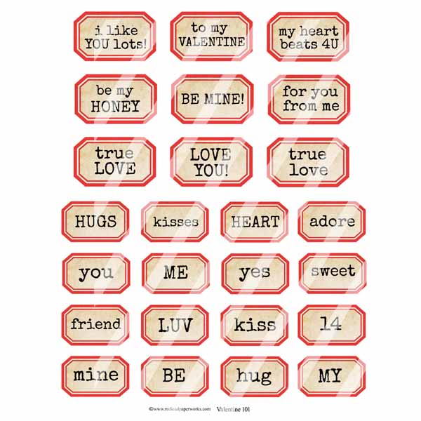 Valentine 101 Labels Collage Sheet