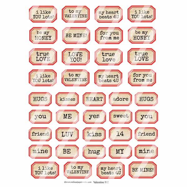 Valentine 102 Labels Collage Sheet