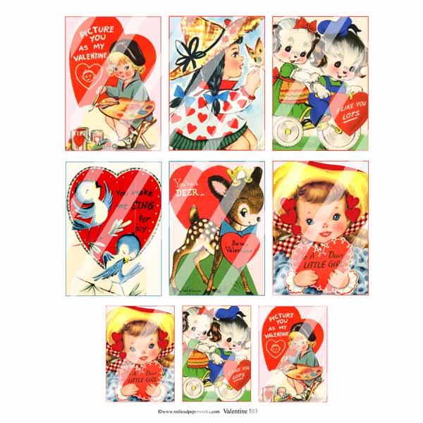 Valentine 103 Artist Trading Card Collage Sheet