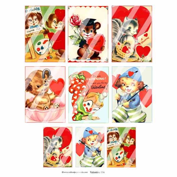 Valentine 104 Artist Trading Cards Collage Sheet