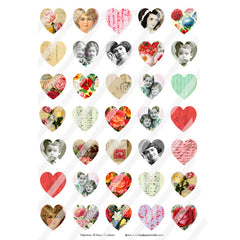 Valentine 38 Hearts Collage Sheet