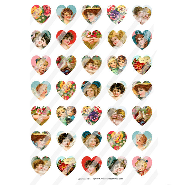 Valentine 40 Heart Collage Sheet