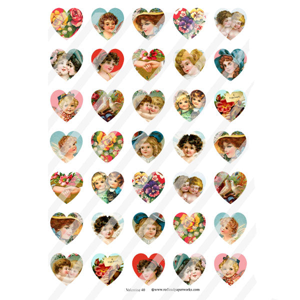 Valentine 40 Heart Collage Sheet
