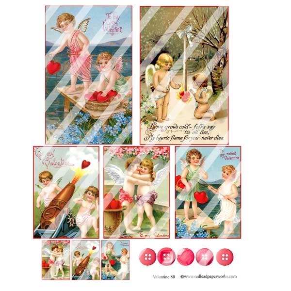 Vintage Valentine 81 Post Cards Collage Sheet