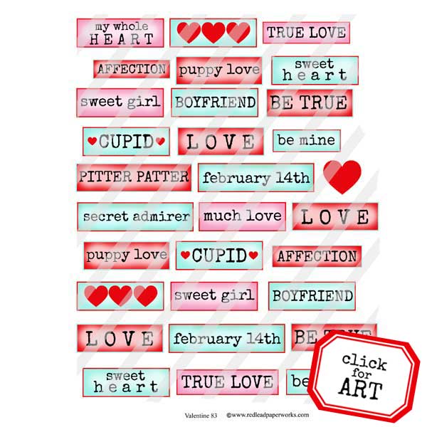 Valentine Words Collage Sheet 83