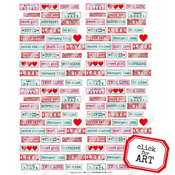 Valentine Words Collage Sheet 84
