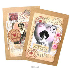Wood Mount Valentine Heart Post Mark Rubber Stamp
