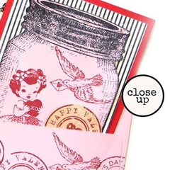 Wood Mount XO Valentine Girl Rubber Stamp
