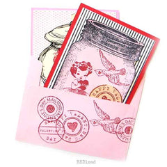 Wood Mount Valentine Heart Post Mark Rubber Stamp
