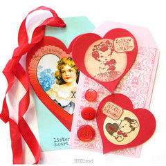 Wood Mount XO Valentine Girl Rubber Stamp