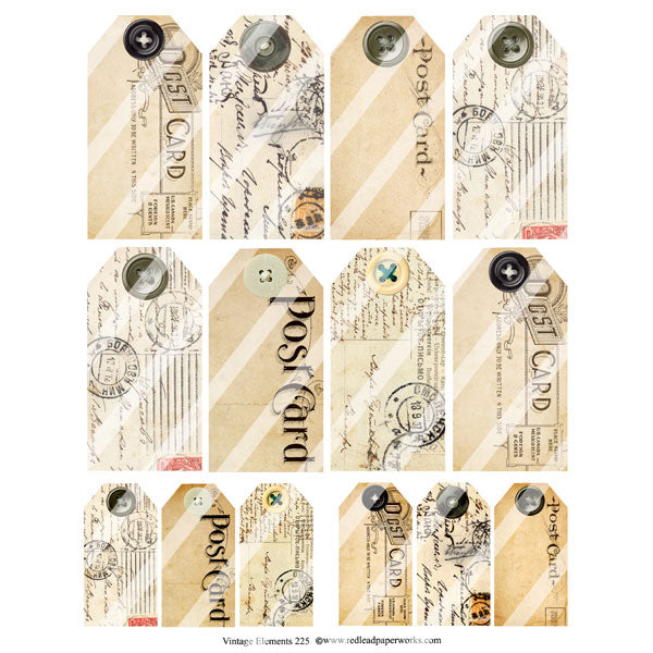 vintage tags collage papers
