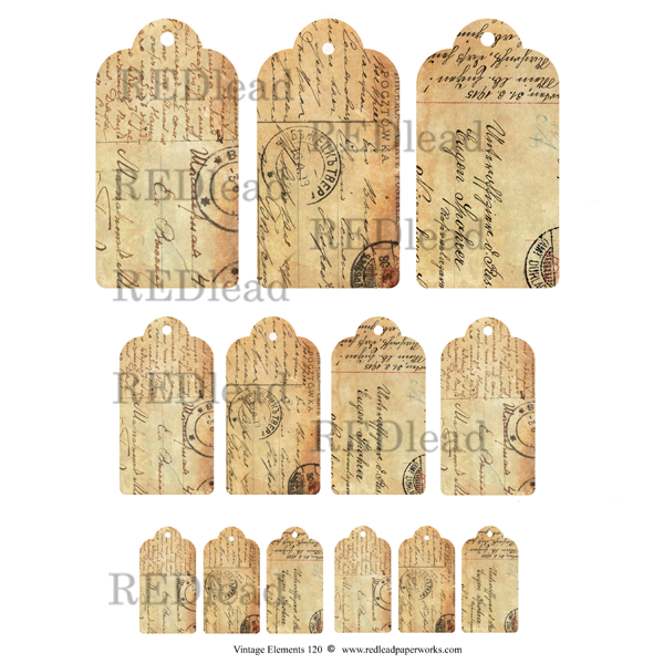 Tag Collage Sheet -  Vintage Elements 120