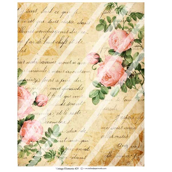 Vintage Elements 428 Antique Style Roses Collage Sheet