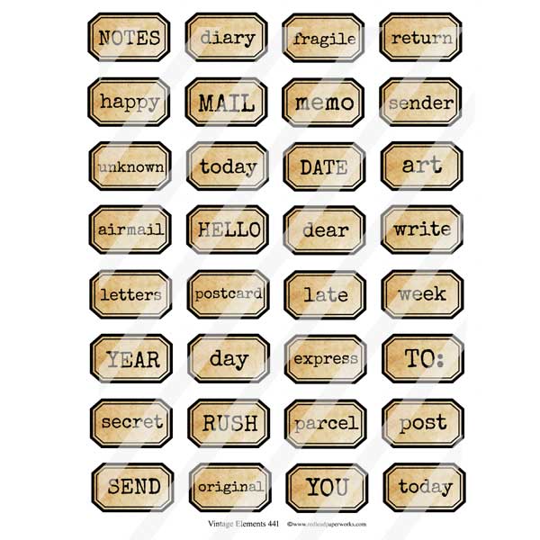 Vintage Elements Word Labels Collage Sheet 441