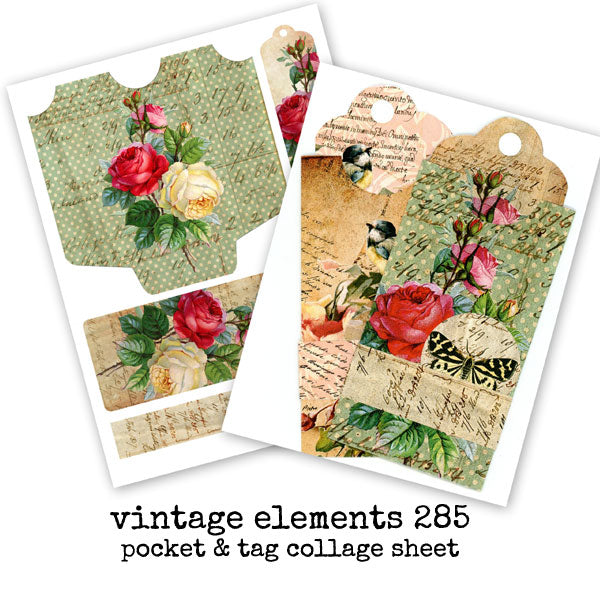 Vintage Elements 285 Pocket Tag Collage Sheet