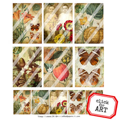 Vintage Elements Autumn Artist Trading Cards 291 Collage Sheet